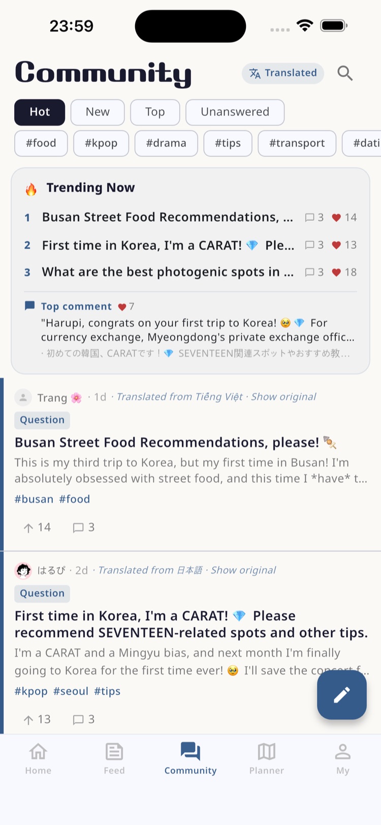 Traveler community board